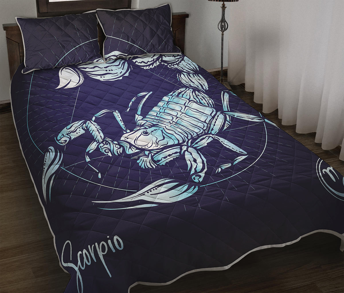 Astrological Scorpio Sign Print Quilt Bed Set