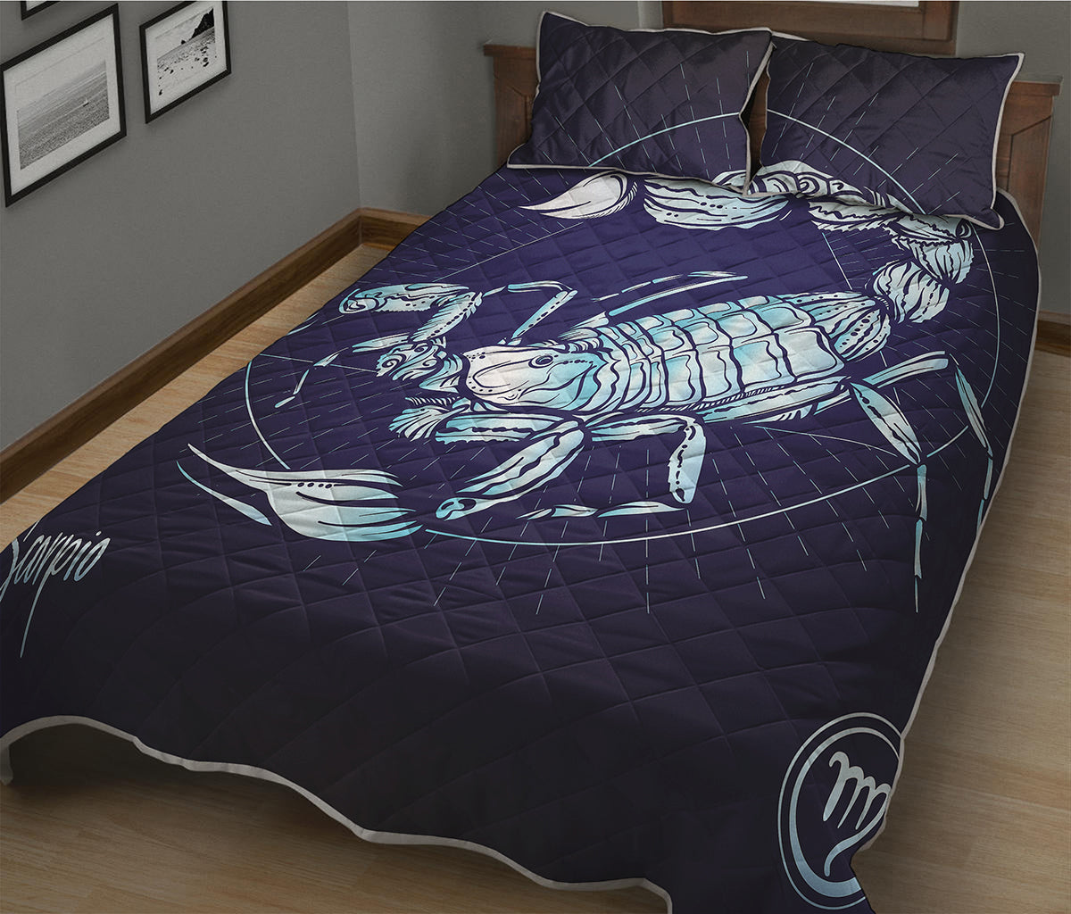 Astrological Scorpio Sign Print Quilt Bed Set