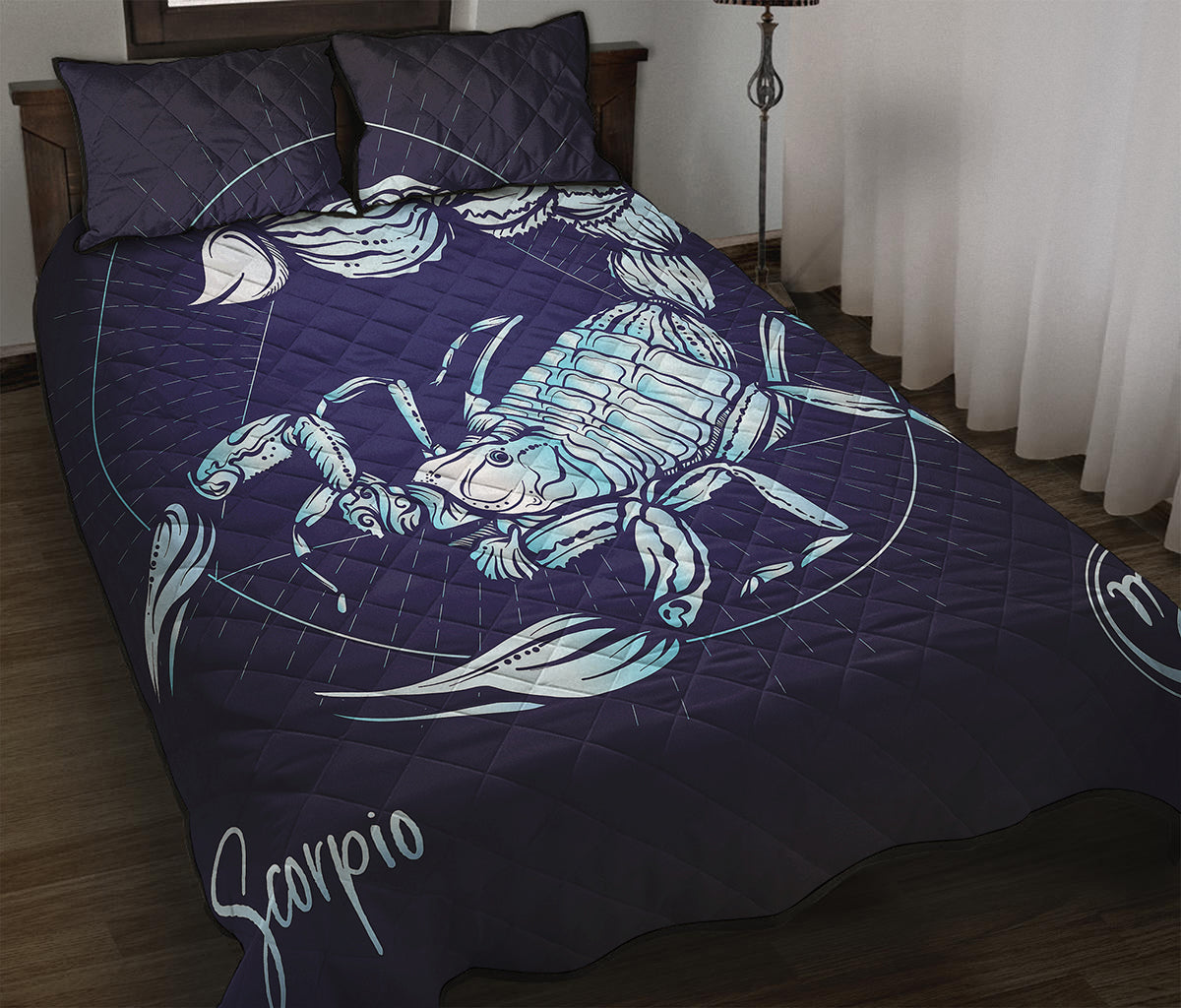 Astrological Scorpio Sign Print Quilt Bed Set