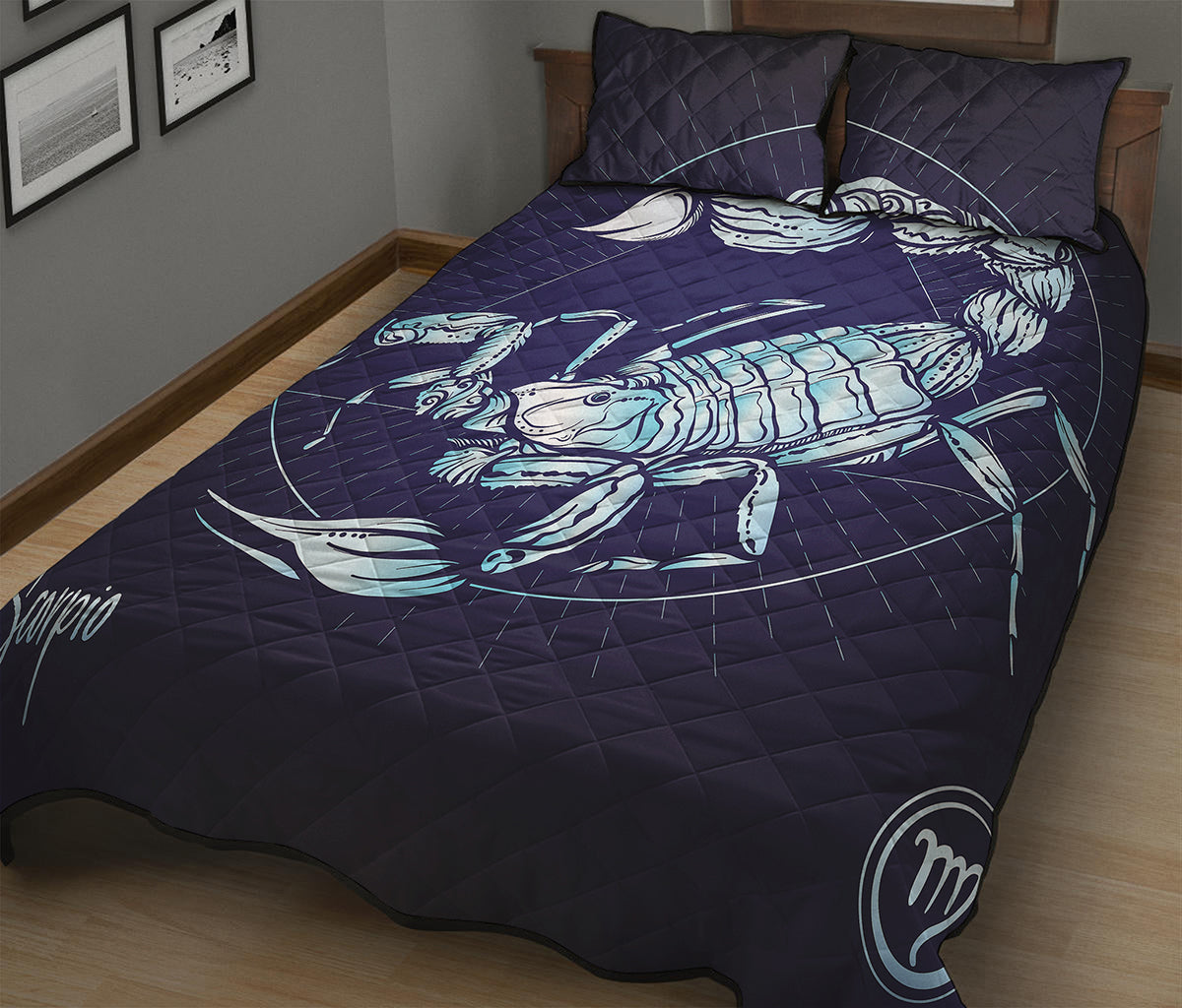 Astrological Scorpio Sign Print Quilt Bed Set