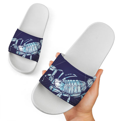 Astrological Scorpio Sign Print White Slide Sandals