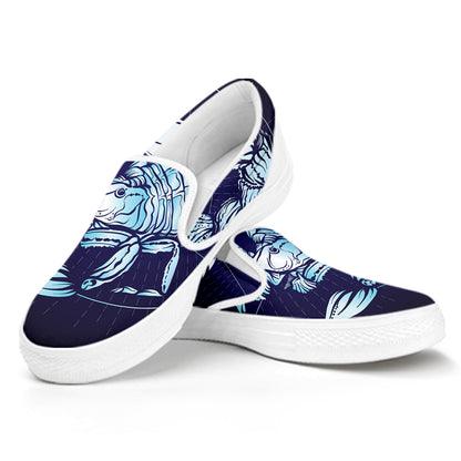 Astrological Scorpio Sign Print White Slip On Shoes