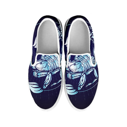 Astrological Scorpio Sign Print White Slip On Shoes
