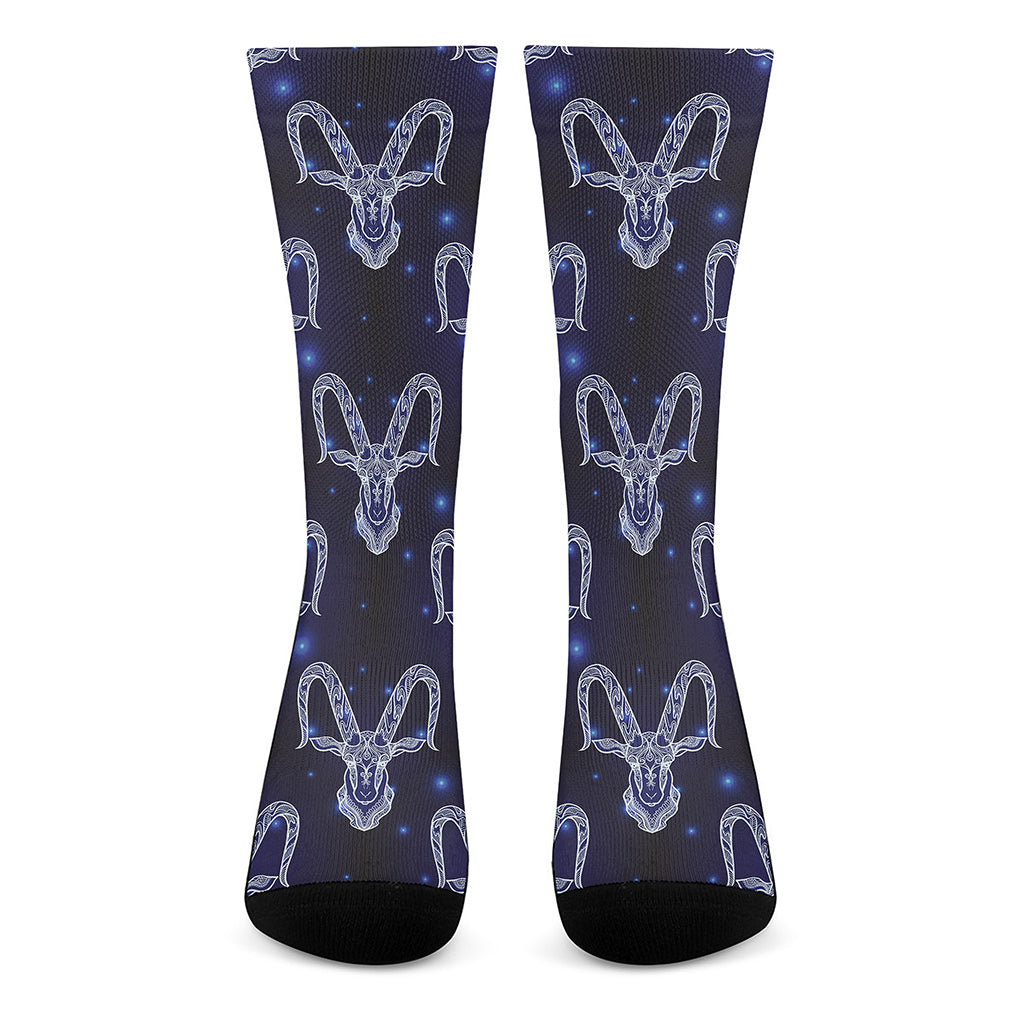 Astrology Capricorn Sign Print Crew Socks