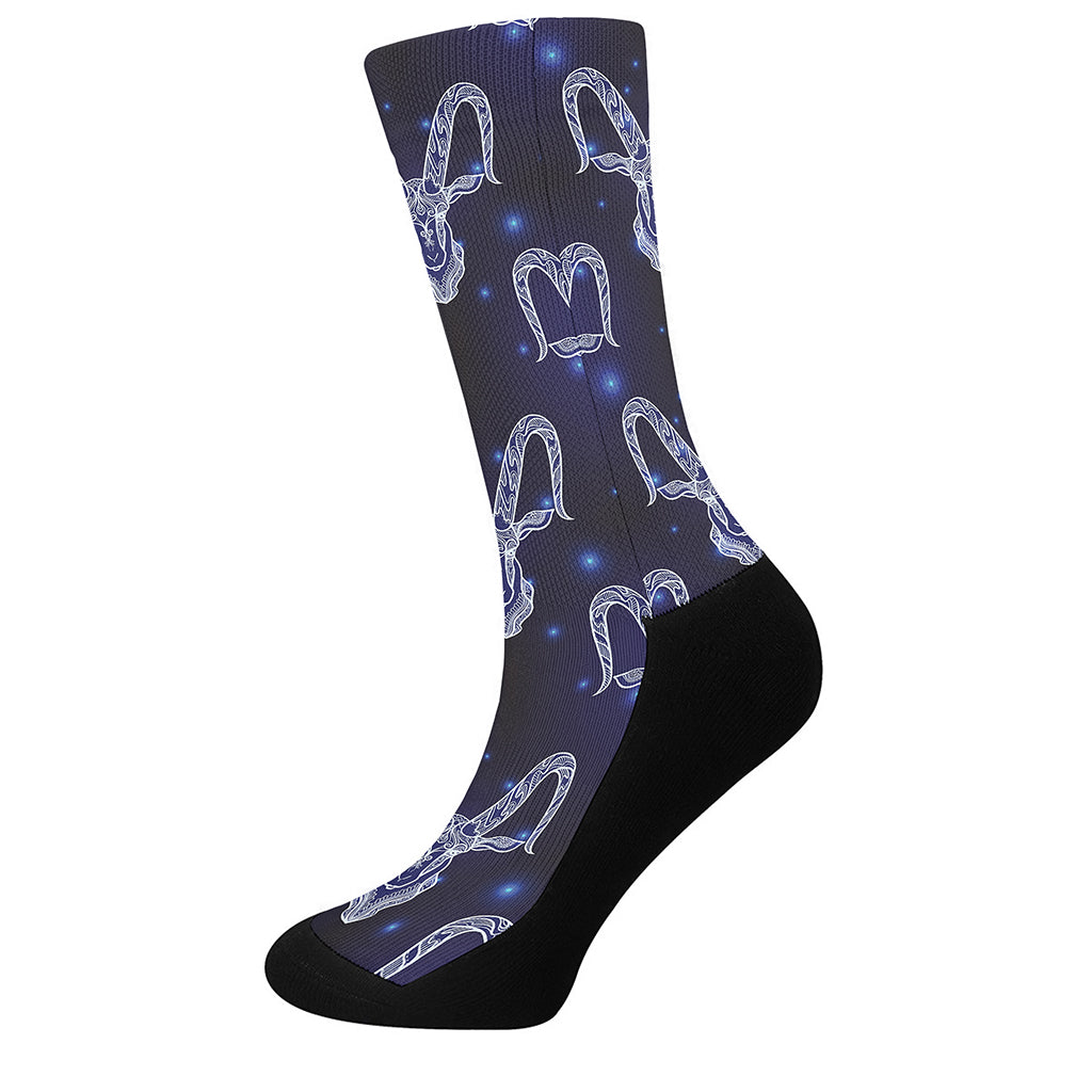 Astrology Capricorn Sign Print Crew Socks