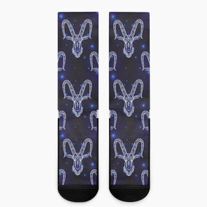 Astrology Capricorn Sign Print Crew Socks