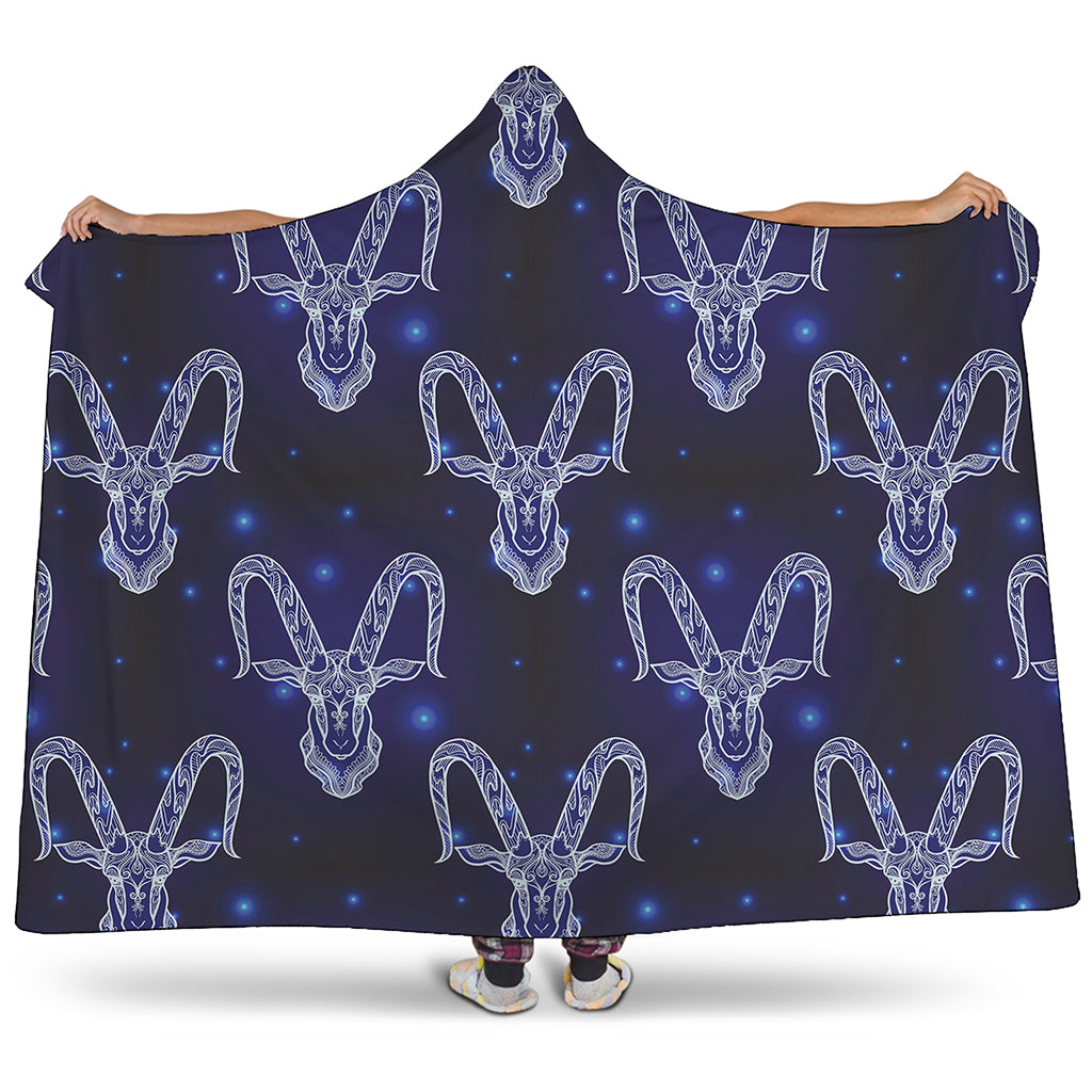 Astrology Capricorn Sign Print Hooded Blanket