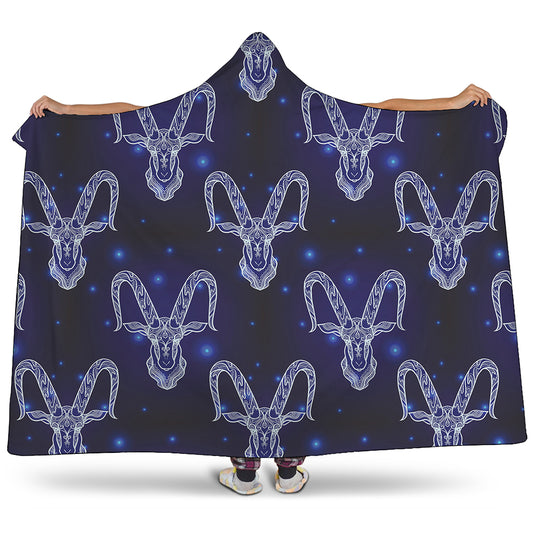 Astrology Capricorn Sign Print Hooded Blanket