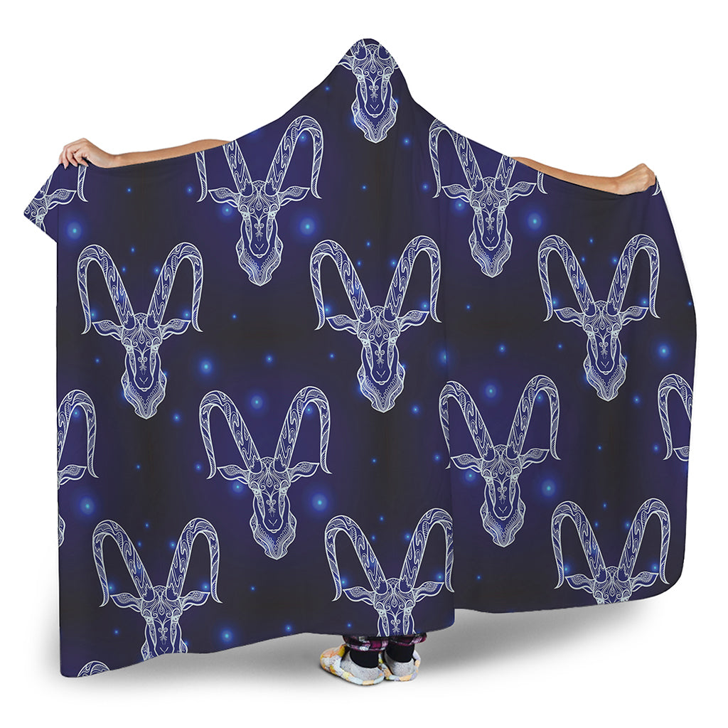 Astrology Capricorn Sign Print Hooded Blanket