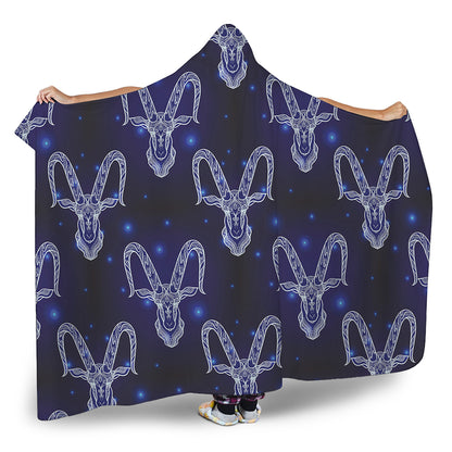 Astrology Capricorn Sign Print Hooded Blanket