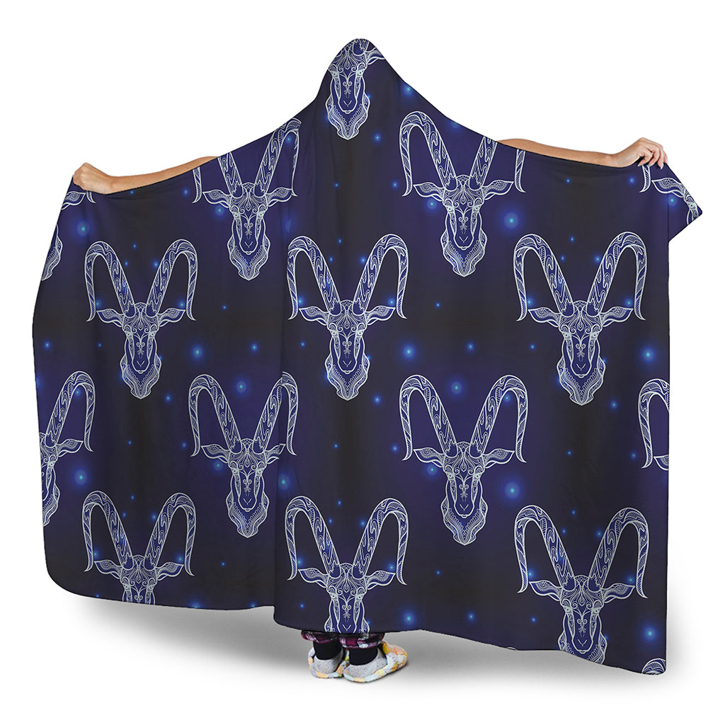 Astrology Capricorn Sign Print Hooded Blanket