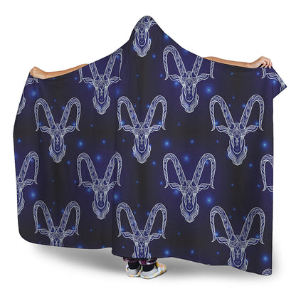 Astrology Capricorn Sign Print Hooded Blanket