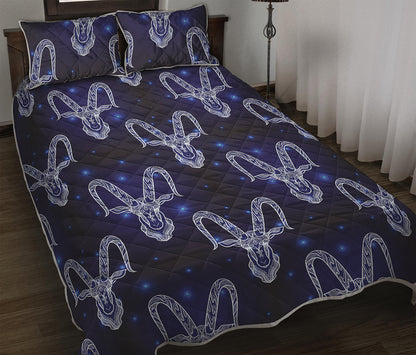 Astrology Capricorn Sign Print Quilt Bed Set