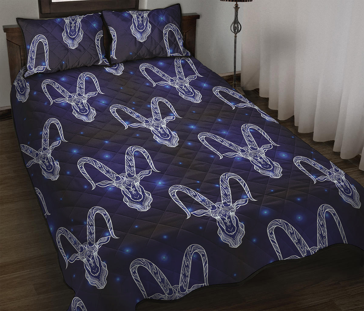 Astrology Capricorn Sign Print Quilt Bed Set