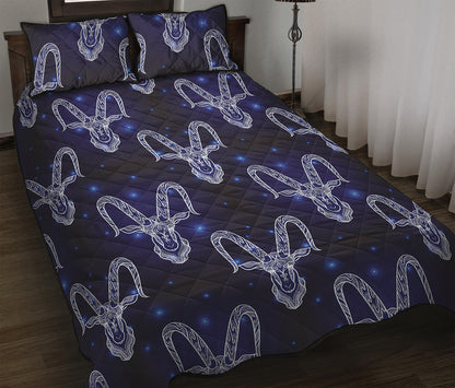 Astrology Capricorn Sign Print Quilt Bed Set