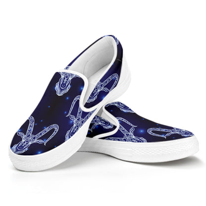 Astrology Capricorn Sign Print White Slip On Shoes