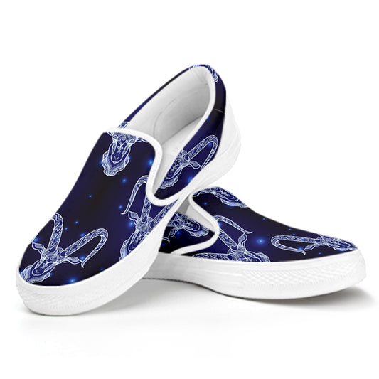 Astrology Capricorn Sign Print White Slip On Shoes
