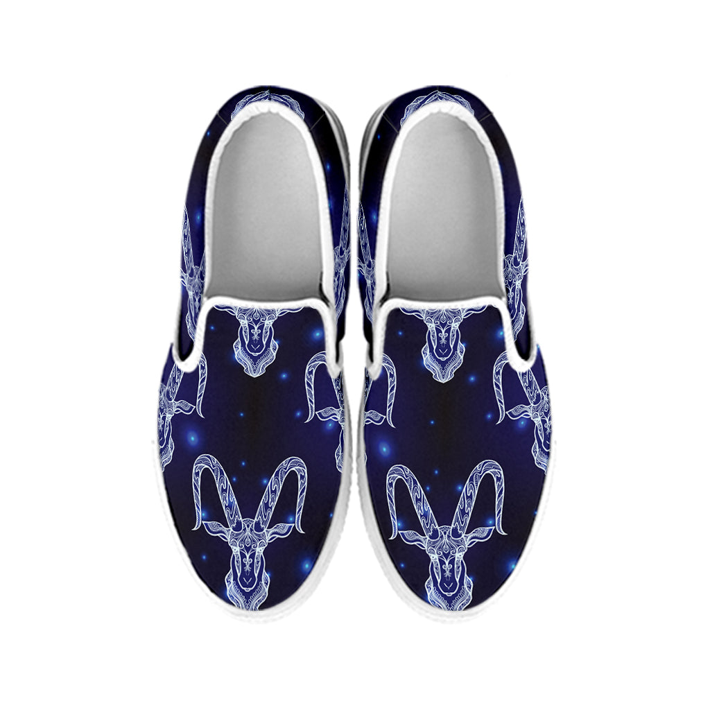 Astrology Capricorn Sign Print White Slip On Shoes