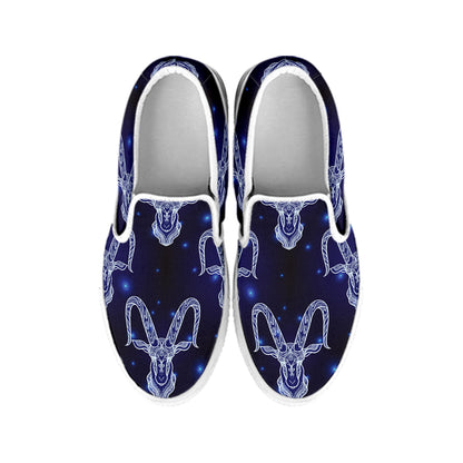 Astrology Capricorn Sign Print White Slip On Shoes