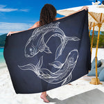 Astrology Pisces Sign Print Beach Sarong Wrap