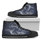Astrology Pisces Sign Print Black High Top Shoes