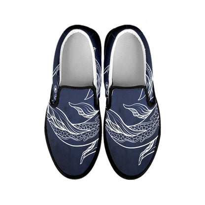 Astrology Pisces Sign Print Black Slip On Shoes