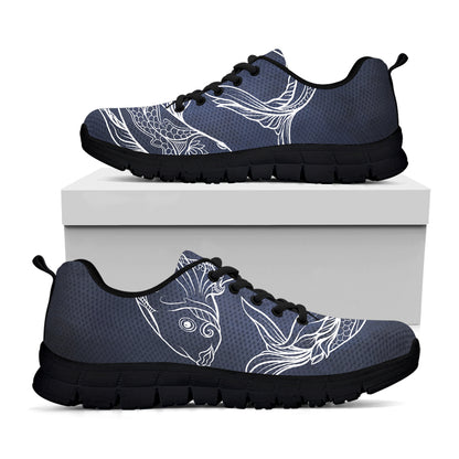 Astrology Pisces Sign Print Black Sneakers
