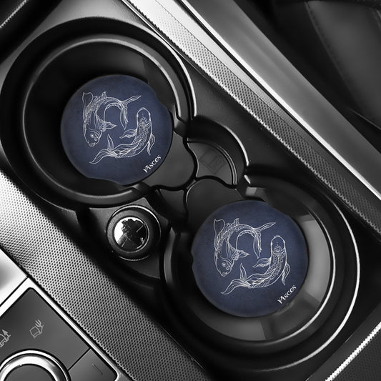 Astrology Pisces Sign Print Car Coasters