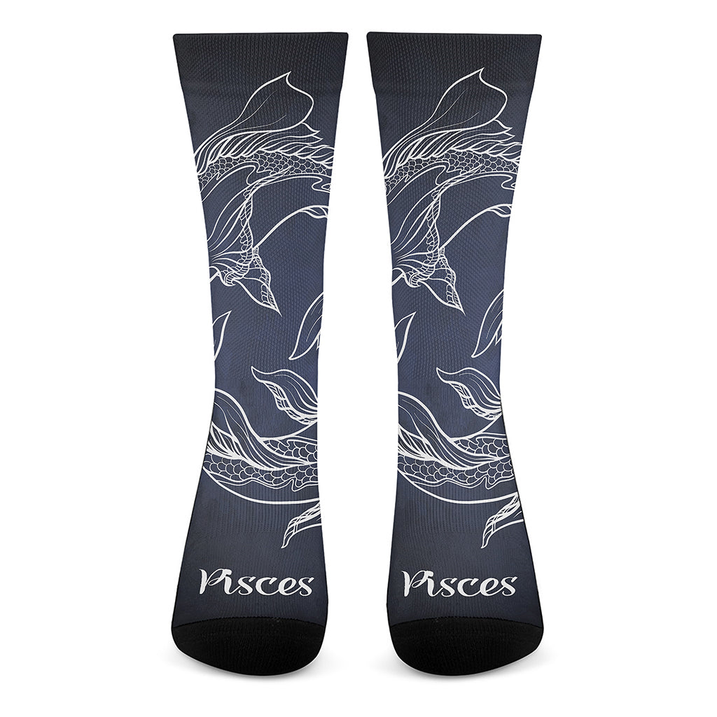 Astrology Pisces Sign Print Crew Socks