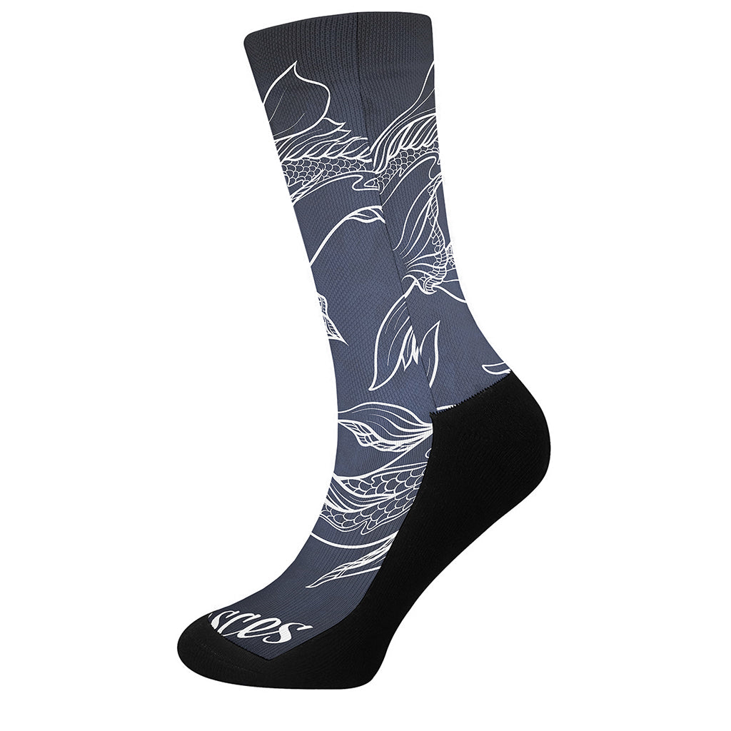 Astrology Pisces Sign Print Crew Socks