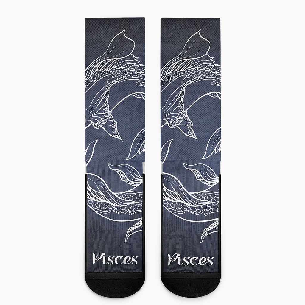 Astrology Pisces Sign Print Crew Socks