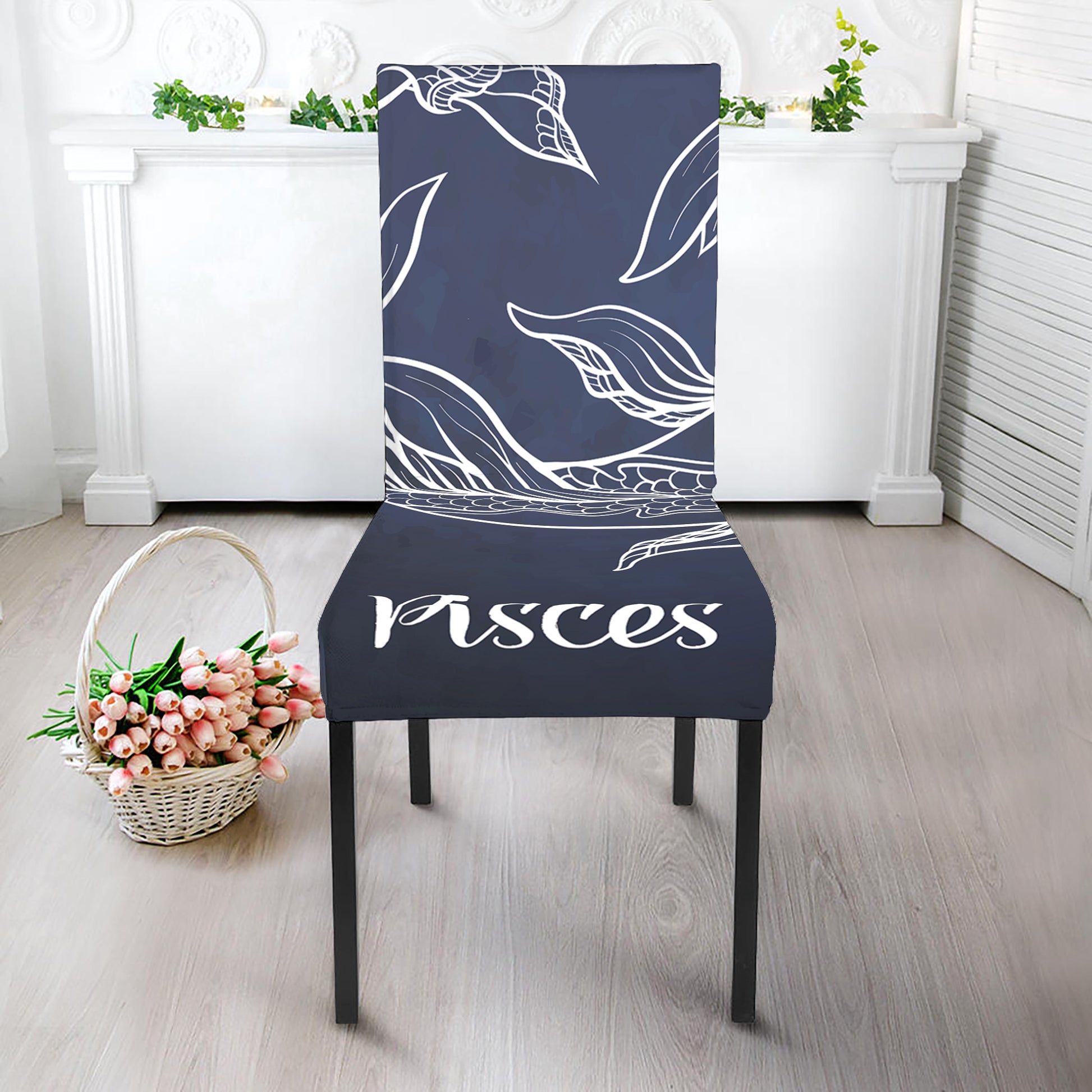 Astrology Pisces Sign Print Dining Chair Slipcover