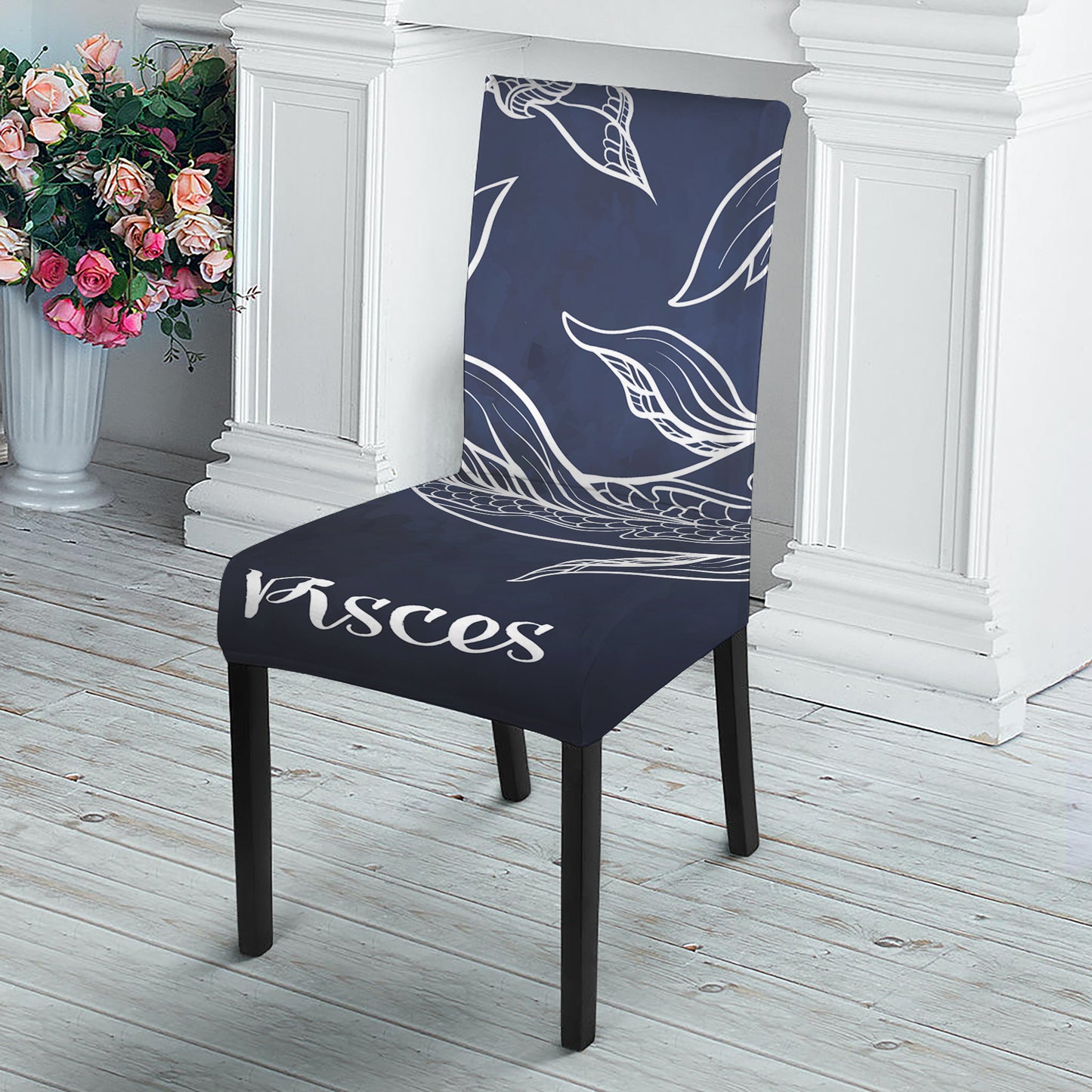 Astrology Pisces Sign Print Dining Chair Slipcover