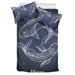 Astrology Pisces Sign Print Duvet Cover Bedding Set