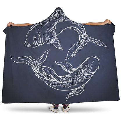 Astrology Pisces Sign Print Hooded Blanket