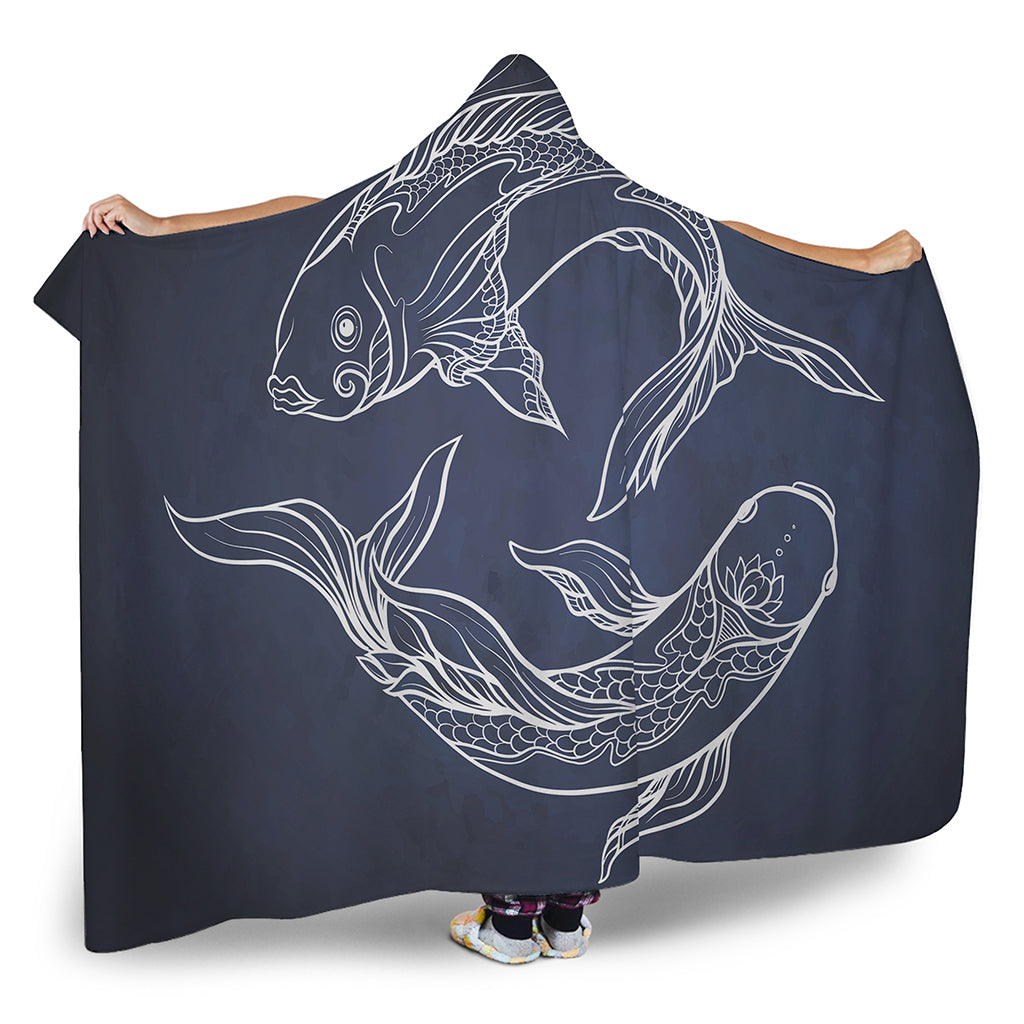 Astrology Pisces Sign Print Hooded Blanket