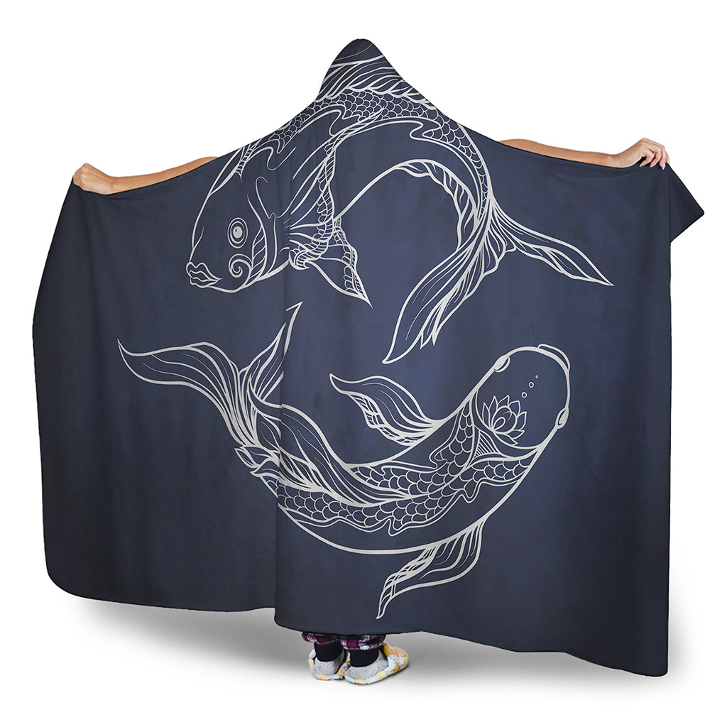 Astrology Pisces Sign Print Hooded Blanket