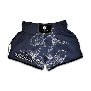 Astrology Pisces Sign Print Muay Thai Boxing Shorts