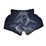 Astrology Pisces Sign Print Muay Thai Boxing Shorts