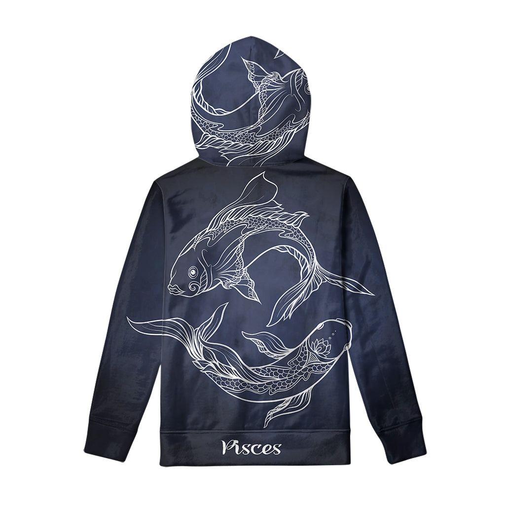 Astrology Pisces Sign Print Pullover Hoodie