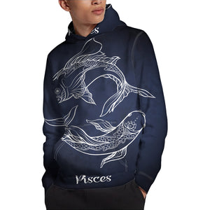 Astrology Pisces Sign Print Pullover Hoodie