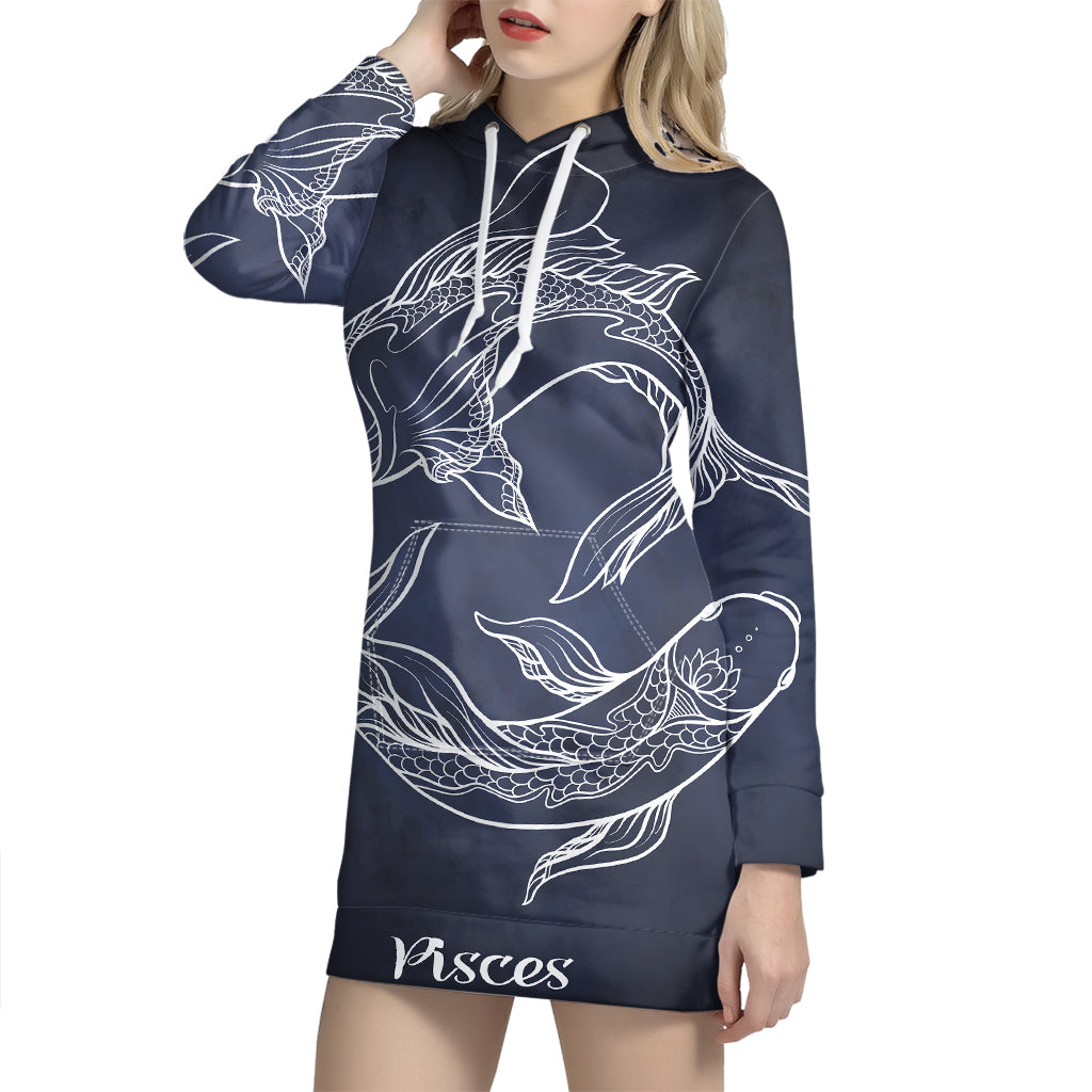 Astrology Pisces Sign Print Pullover Hoodie Dress