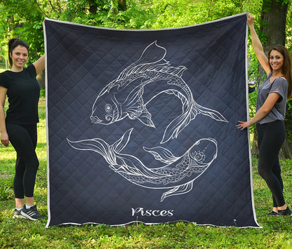 Astrology Pisces Sign Print Quilt