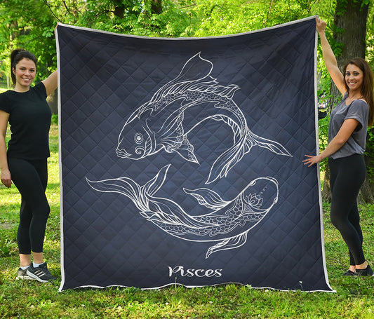 Astrology Pisces Sign Print Quilt