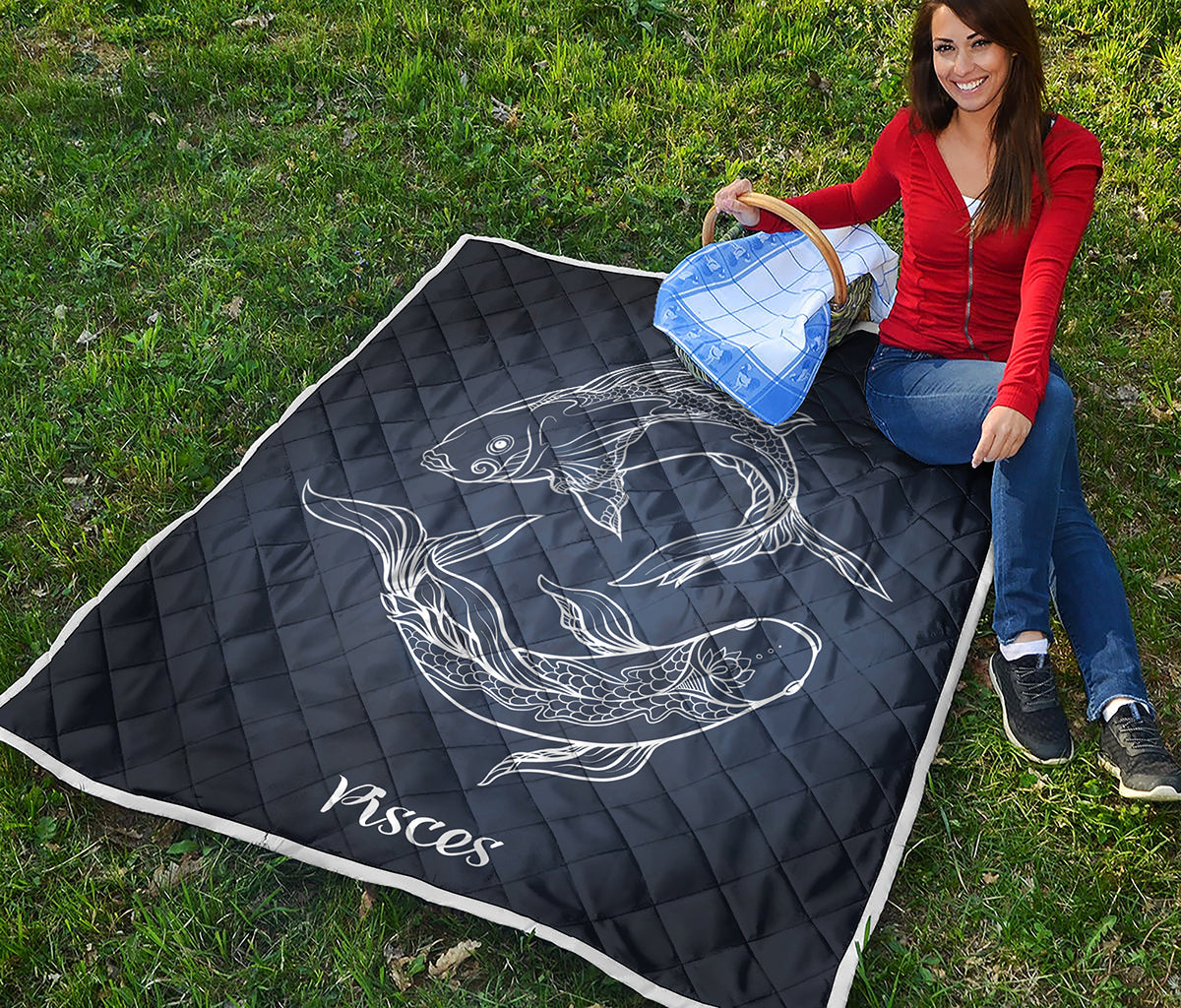 Astrology Pisces Sign Print Quilt