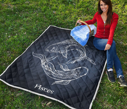 Astrology Pisces Sign Print Quilt
