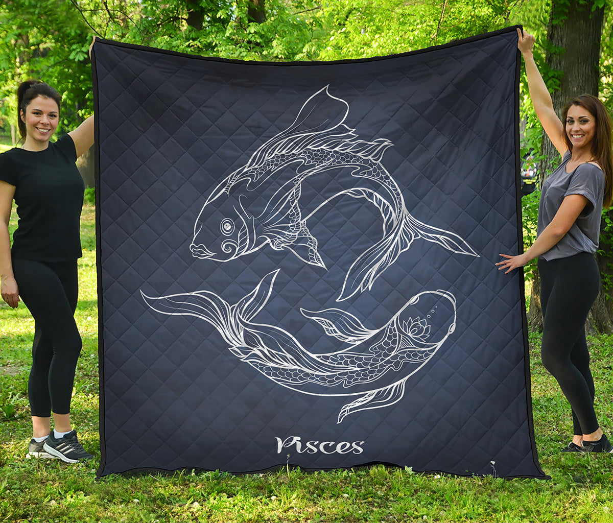 Astrology Pisces Sign Print Quilt