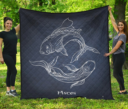 Astrology Pisces Sign Print Quilt
