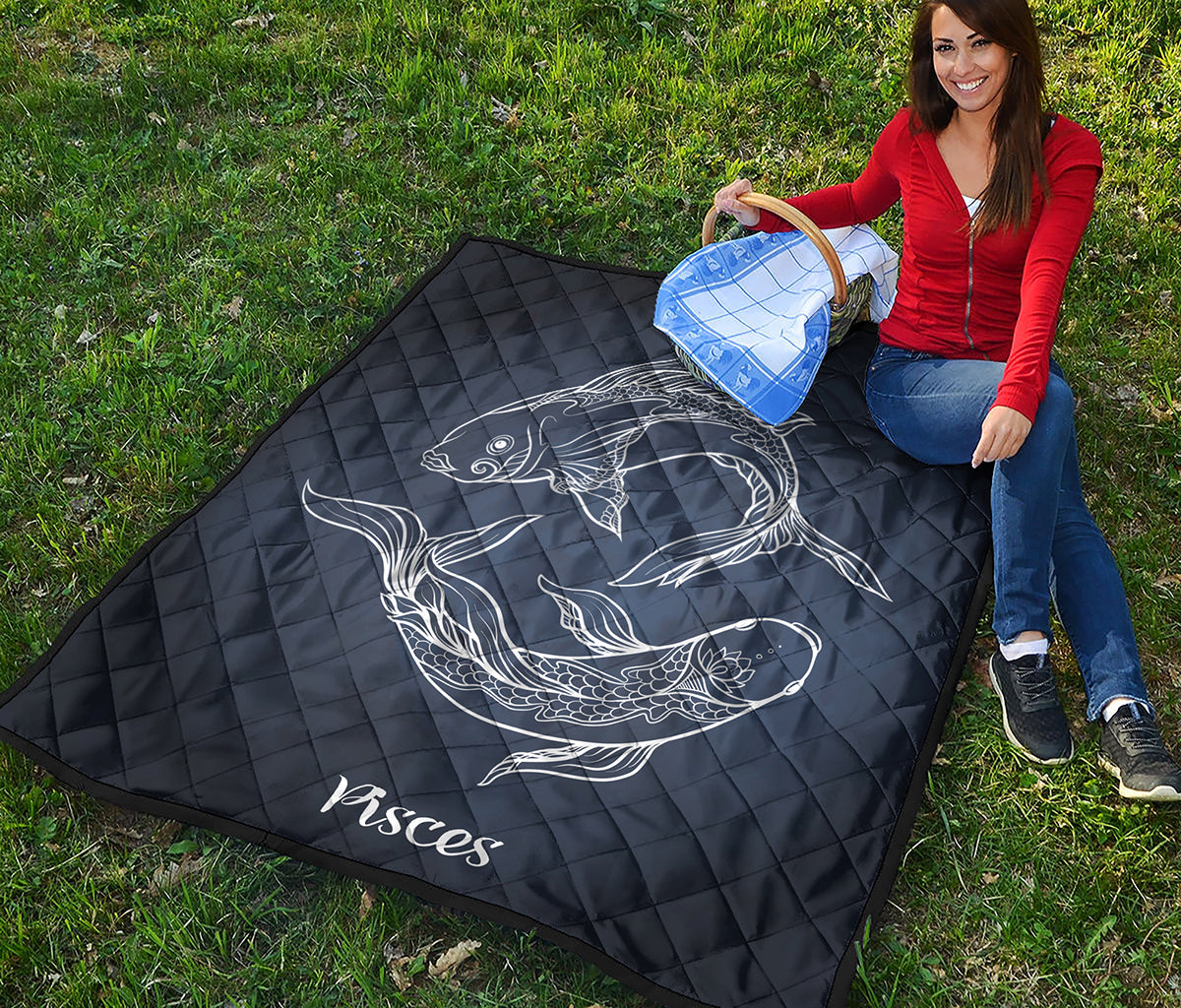 Astrology Pisces Sign Print Quilt