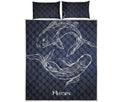 Astrology Pisces Sign Print Quilt Bed Set